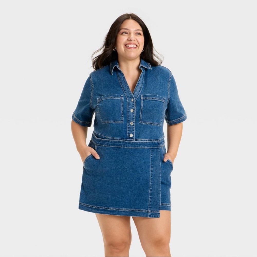 NWT Ava & Viv Blue Denim Skort/Romper